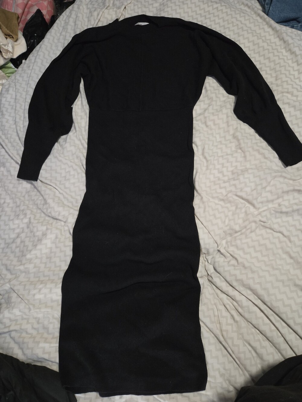 Ripe Sloane Black Long Sleeve Knit Midi Dress